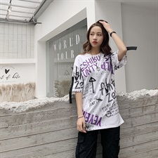 ins19夏季超火情侣装短袖t恤国潮嘻哈宽松半袖班服dx109