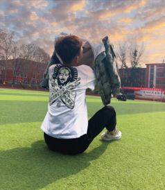 蝙蝠萝莉其它图案牛仔花苞裙