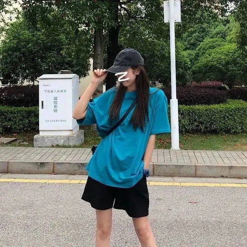 纯棉ins网红雾霾蓝色短袖t恤女夏韩版原宿港风学生宽松打底衫上衣
