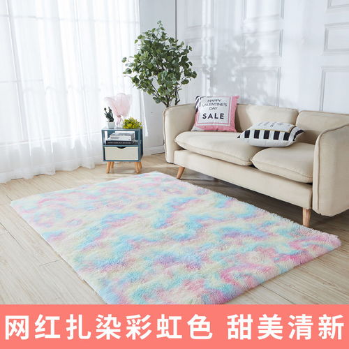 北欧ins风地毯客厅网红同款床边长毛毯满铺可爱家用地垫可定制