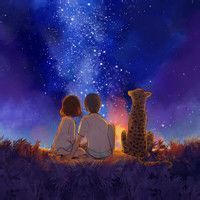 求一张一对情侣座在星空下,还有个大月亮的浪漫图片做qq头像