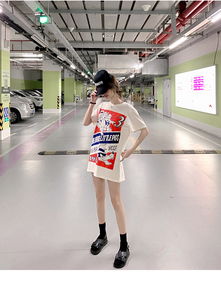 春夏ins网红抖音潮牌卡通小猪印花宽松短袖t恤上衣薄女p50中纺服饰v10四季星座网