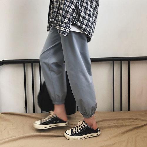 ins港风文艺男休闲裤子学生韩版九分裤潮牌青少年修身小脚裤夏天