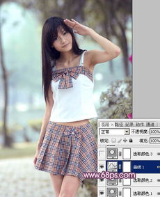photoshop紫蓝色学生装美女照片调色处理教程