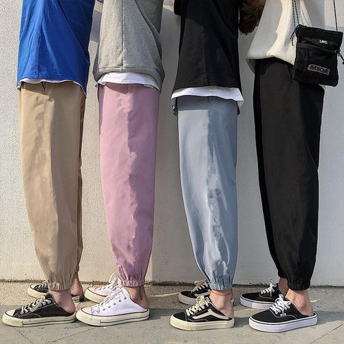 ins港风文艺男休闲裤子学生韩版九分裤潮牌青少年修身小脚裤夏天