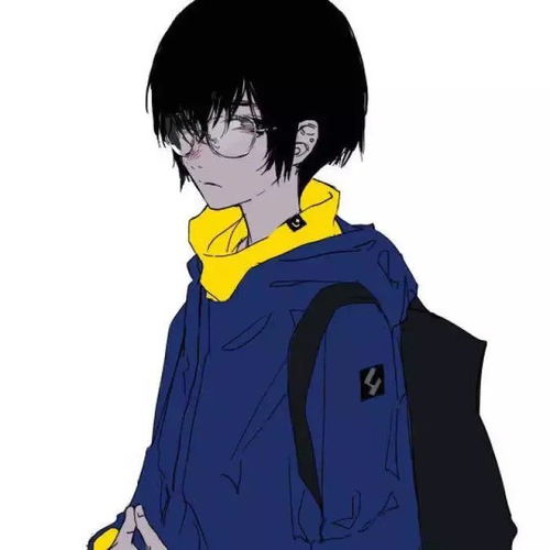 男生头像动漫快手圆眼镜