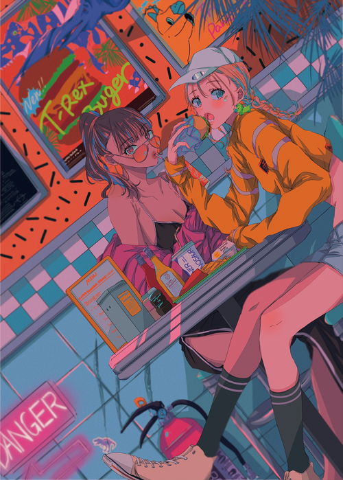 感受冷暖色系动漫少女图片带来的视觉冲击