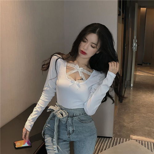网红抖音同款直播衣服女主播服装上镜性感气质上衣打底衫t恤秋冬