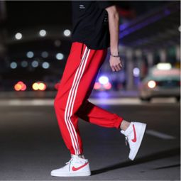 加厚三道杠运动裤男宽松校服裤韩版潮小脚休闲情侣三条扛ins卫裤