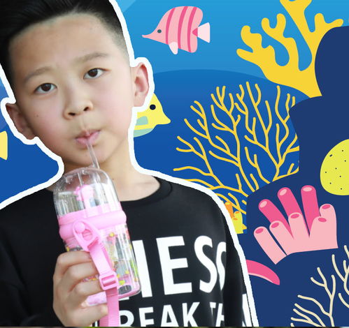 网红ins风鲸鱼儿童塑料吸管杯男女宝宝幼儿园防摔便携夏季喷水杯