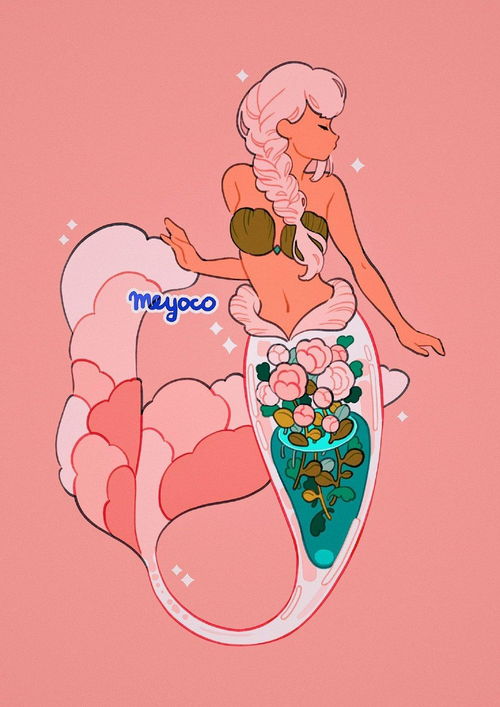 粉嫩的颜色表现水与人植物插画师meyo