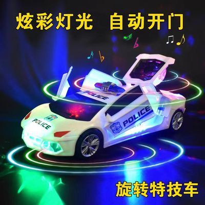 抖音同款电动万向警车儿童男孩玩具车灯光音乐360度旋转汽车玩具