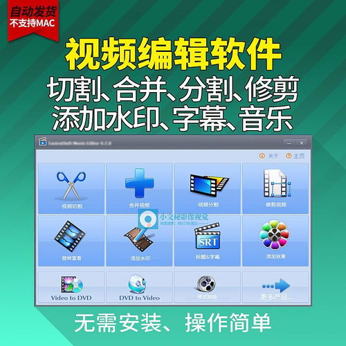 视频编辑软件后期制作添加水印字幕背景音乐合并剪切剪辑中文版