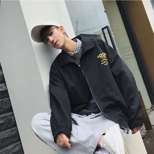 ins港风秋季男士夹克韩版潮流情侣学生宽松嘻哈棒球服工装外套男