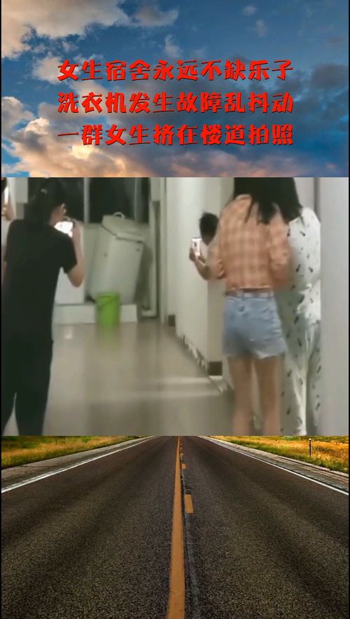 女生宿舍永远不缺乐子,洗衣机发生故障乱抖动,一群女生挤在楼道拍照