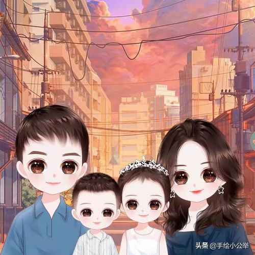 你的头像该换了,一家四口二个儿子,真人照片变卡通头像
