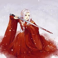 古风红衣持剑女头像