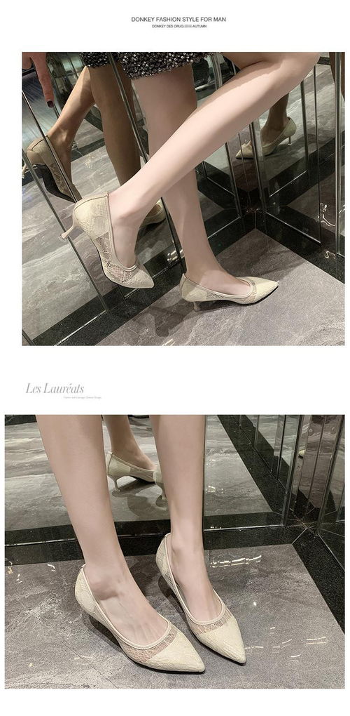 卓纪2020新款夏季时尚百搭网布女鞋ins潮鞋细跟尖头外穿包头镂空女单鞋