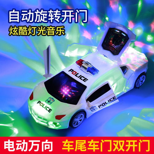 抖音同款电动玩具车灯光音乐警车变形特技小汽车男孩女孩跳舞玩具