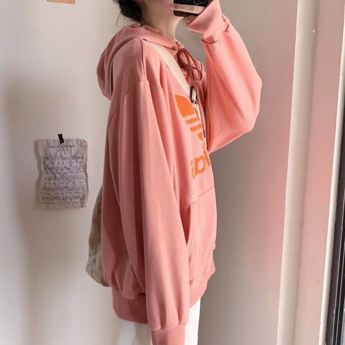 ins热门糖果色可爱加绒潮牌ad情侣连帽套头口袋宽松运动卫衣男女