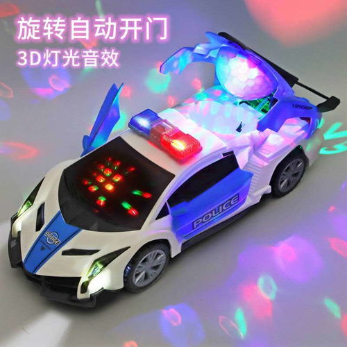 抖音同款电动万向警车儿童男孩玩具车灯光音乐360度旋转汽车玩具