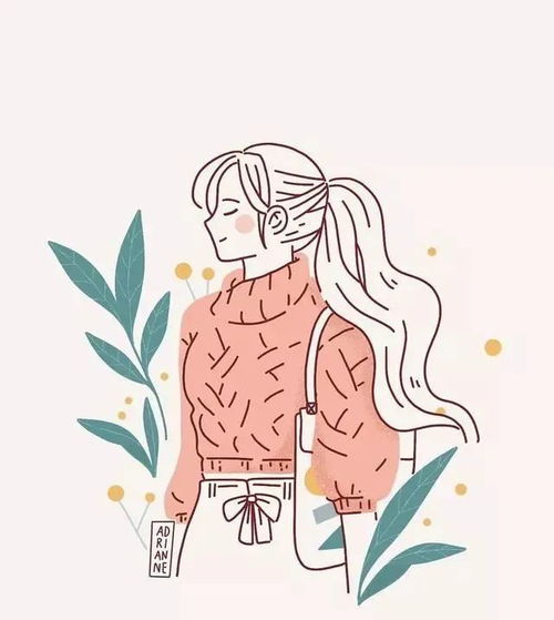 素材简笔画风少女插画,这种小清新风格真是爱了爱了