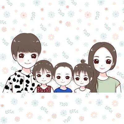 一家五口三个女儿,三个儿子,两儿一女,两女一儿亲子微信头像