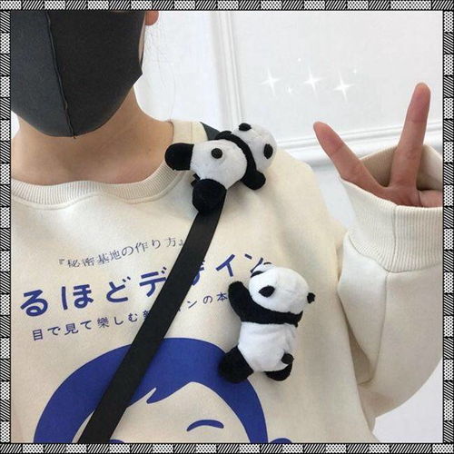 网红太阳花熊猫玩偶胸针抖音ins可爱卡通配件女学生毛绒佩饰胸章