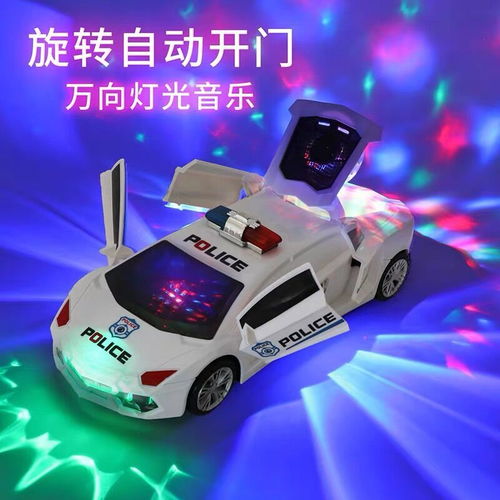 抖音同款电动万向警车儿童男孩玩具车灯光音乐360度旋转汽车玩具