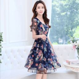 适合中老年人穿的几款雪纺连衣裙,实在太美啦