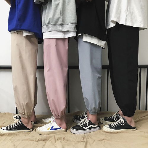ins港风文艺男休闲裤子学生韩版九分裤潮牌青少年修身小脚裤夏天
