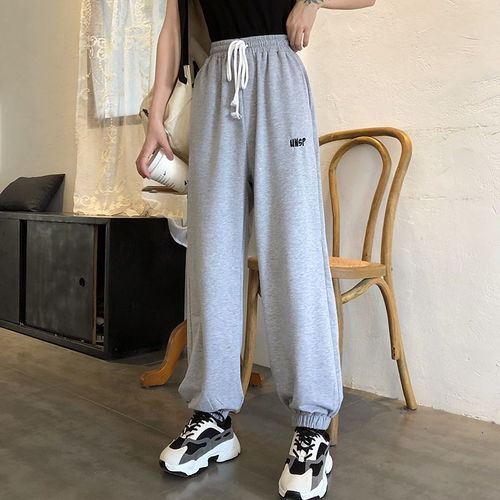 束脚运动裤女学生2020春夏薄款韩版宽松哈伦裤大码胖mm休闲长裤潮