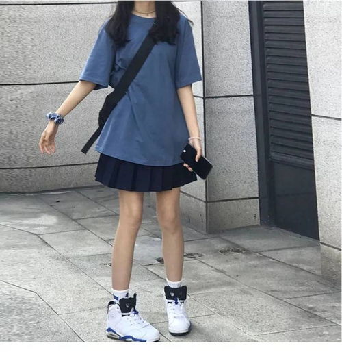纯棉ins网红雾霾蓝色短袖t恤女夏韩版原宿港风学生宽松打底衫上衣