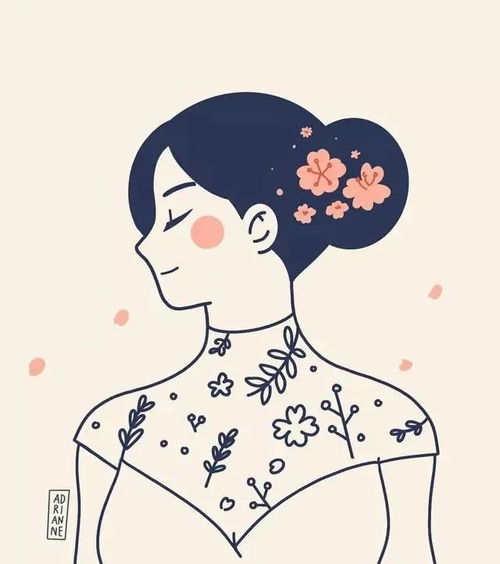 素材简笔画风少女插画,这种小清新风格真是爱了爱了