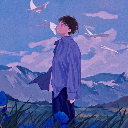 ins意境插画男头