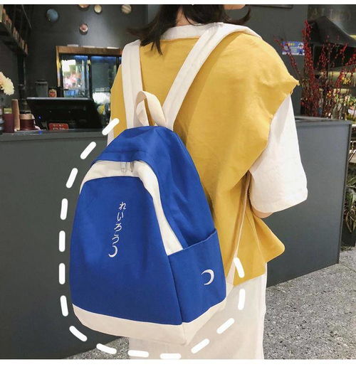新款古着感少女韩版高中大学生拼色森系百搭帆布ins超火双肩包女