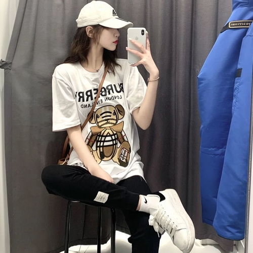 网红同款2020早春短袖t恤女印花小熊ins网红男女情侣款韩版宽松潮