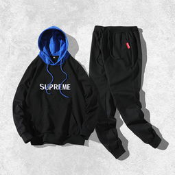 欧美潮牌ins情侣supreme男女春秋长袖卫衣两件套学生